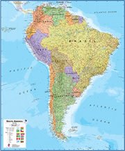 Brazil On a Large Wall Map of South America