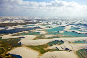 Lençóis Maranhenses National Park from the air.